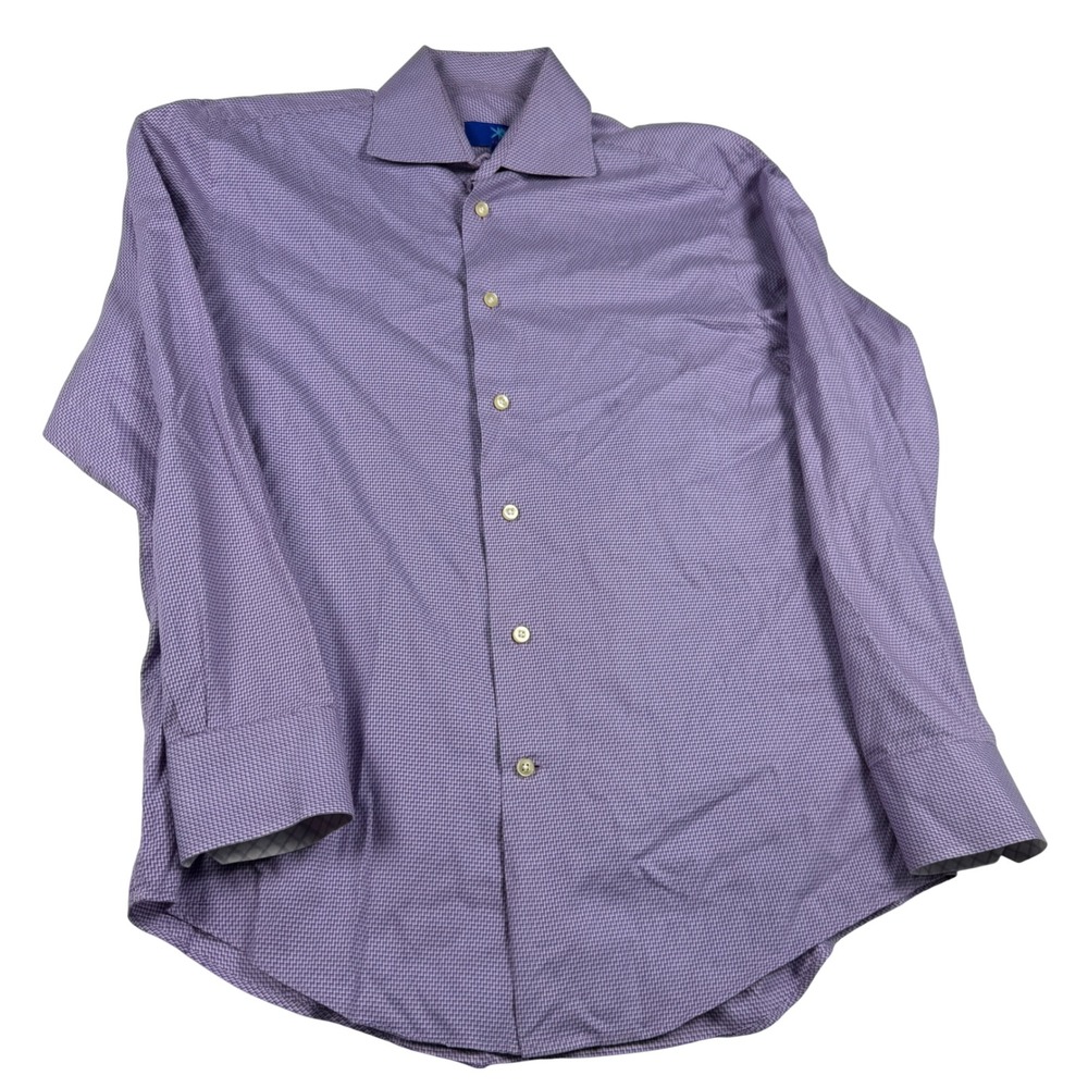 Egara Mens Dress Shirt Size M‎ Purple Textured Cotton Long Sleeve Button Down